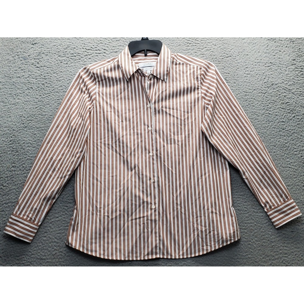Foxcroft for Appleseeds Shirt Top Women's 8 Multi Shaped Wrinkle‎ Free Side Slit
